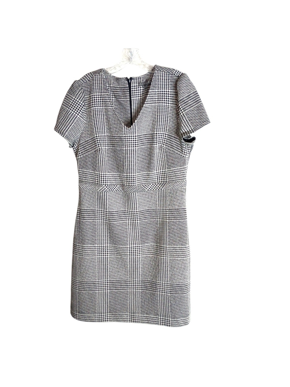 Sharagano -Classic Black & White Plaid Sheath Dress - 12